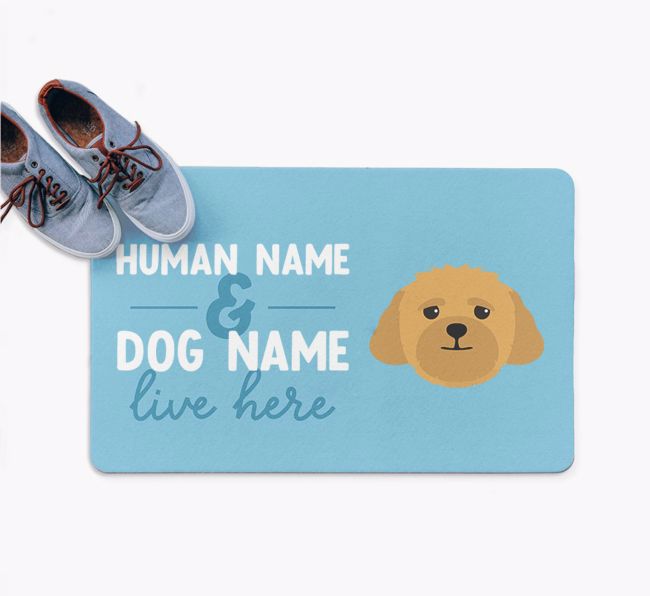 Human & Dog Live Here: Personalized {breedFullName} Doormat